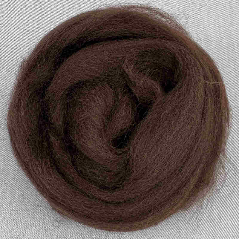Corriedale uldfibre i farven chocolate/chokolade