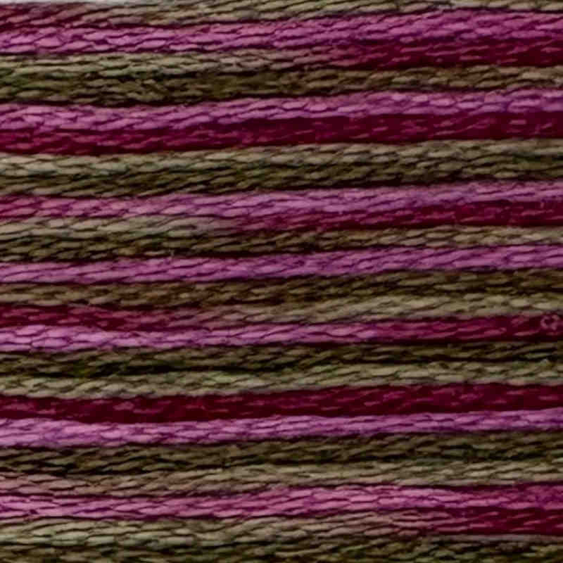 Farveskifte broderigarn i violette og grønne farver