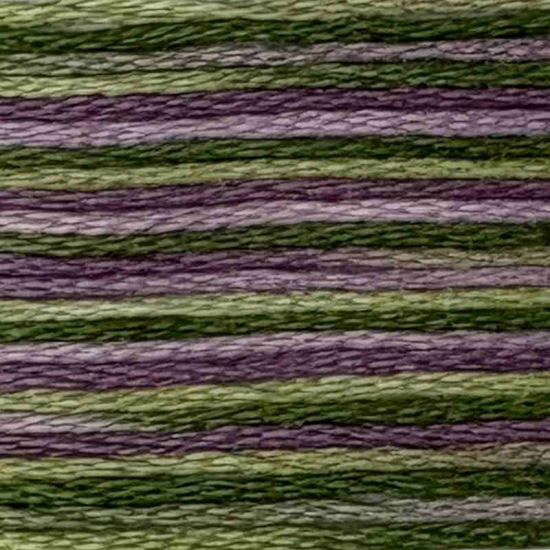 DMC moulinegarn coloris i lilla og grønne farver