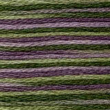 DMC moulinegarn coloris i lilla og grønne farver