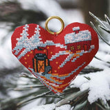 Permin broderikit hjerter til jul - motiv med lygte og hus