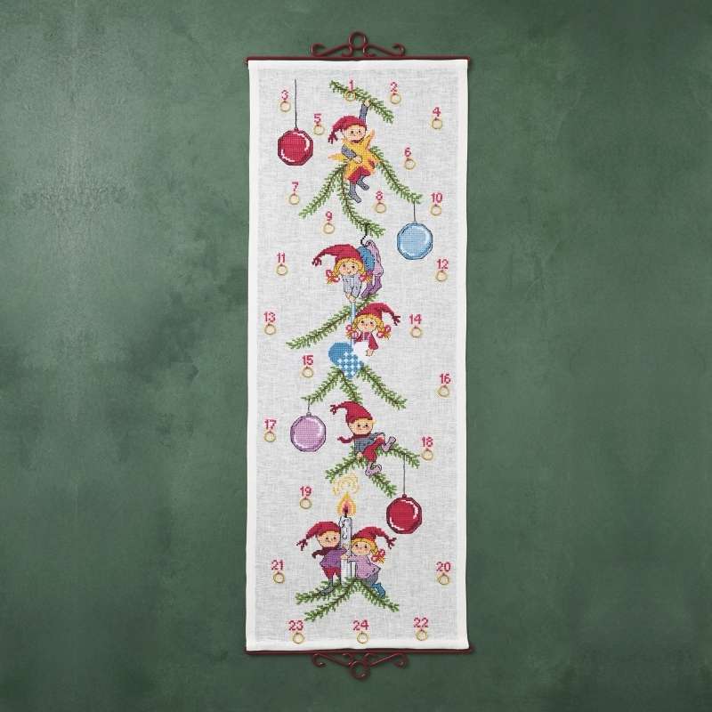 Permin broderikit - nisser og kugler - julekalender