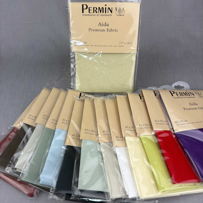 Permin aida broderistof i mange farver
