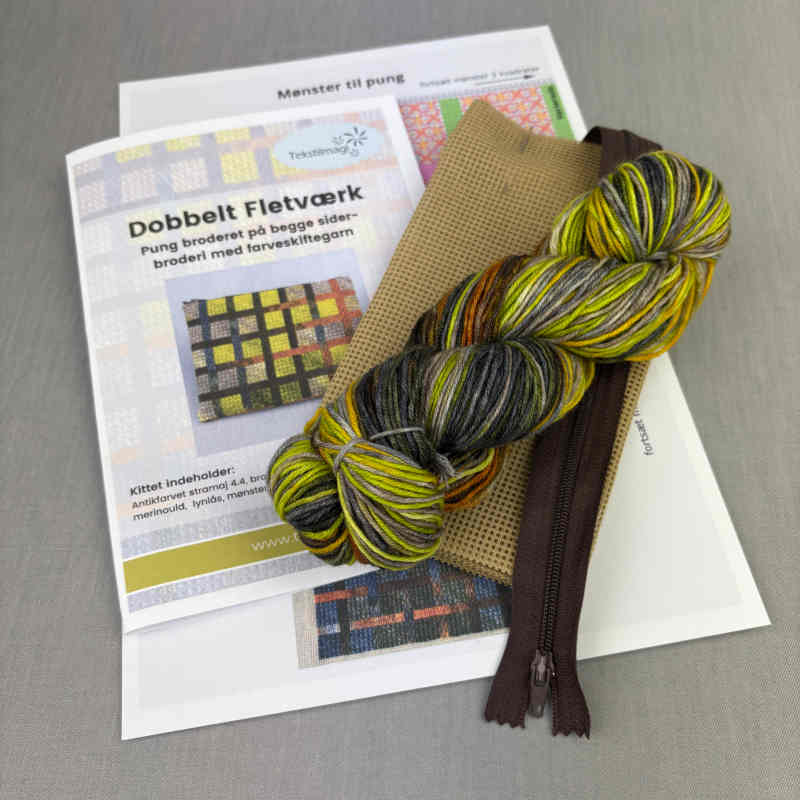 Tekstilmagi broderikit - Dobbelt fletværk | pung