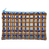 Fru zippe broderi - pung i blå og gyldne farver - kjeld