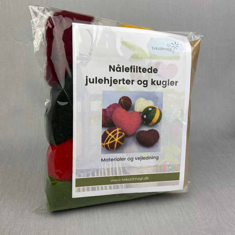 Kit - Nålefiltede julehjerter og kugler