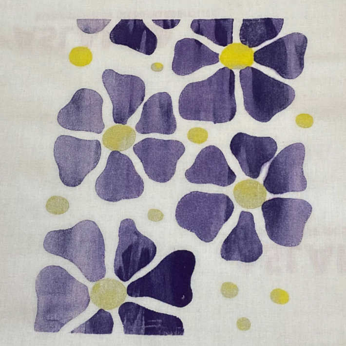 stencil af blomst til tekstiltryk i to farver.