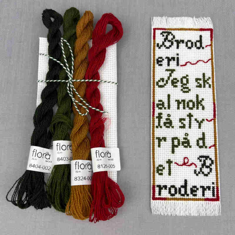 broderikit bogmærke grøn og rød