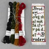 broderikit bogmærke grøn og rød