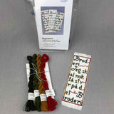 Tekstilmagi broderikit bogmærke i grøn og rød